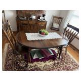 Pine dining table with 4 arrow back chairs, 2