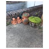 2 Pottery Angel garden statues, planters, plant