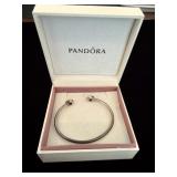 Pandora Signature Pave open bangle bracelet