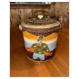 Japanese Satsuma style or moriage lidded
