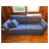 Blue pattern 2 cushion sleeper sofa