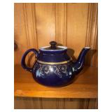 Hall China cobalt blue and gold teapot