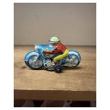 Police tin friction toy motorcycle with rider made