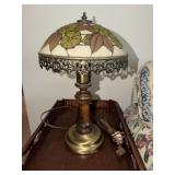 Granny Core brass trim and wood table lamp