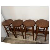 4 Wooden bar stools 24.5 inches tall