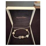 Pandora snake chain charm bracelet with
