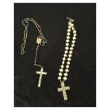 Black bead rosary and a pearl style gemstone