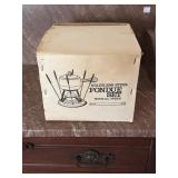 Mid Century Modern stainless steel fondue set