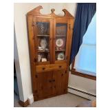 Pine corner cabinet (does not include contents)