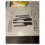 2 Carvel Hall cheese knives and crab knife,