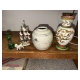 Chinese style ginger jar, Laura Ashley vase,
