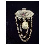 Art Deco gold tone dangle bee and locket chain