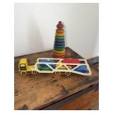 Playskool wooden auto transport with cars and