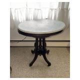 Antique Victorian oval marble top table 26.75 X
