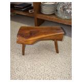 Wooden live edge stool 18" long