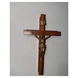 Oak and gold plated sick call Crucifix