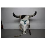 Hide and Turquoise (faux) Decorated Skull