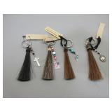 Four CC Horsehair Keychains