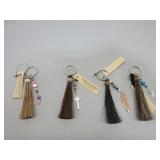 Four CC Horsehair Keychains