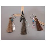 Three CC Horsehair Keychains