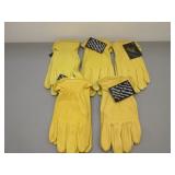 Five Pair Deer Skin Unlined Gloves, Sz. XL Womens