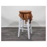 Stool w/Buffalo Hide Seat Cover