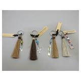Four CC Horsehair Keychains