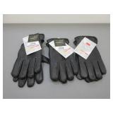 Three Pair Deer Skin Lined Gloves, Sz. XL