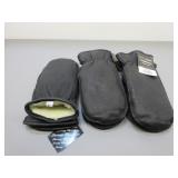 Three Pair Deer Skin Lined Mittens, Sz. L