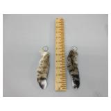 Two Bobcat Tail Keychains