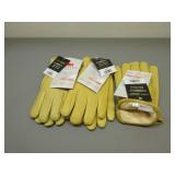 Three Pair Elk Skin Lined Gloves, Sz. S