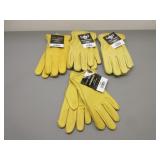 Four Pair Elk Skin Unlined Gloves, 1 Sz.XS, 3 S