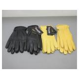 Four Pair Deer Skin Lined Gloves, Sz XS Womens