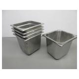 Five Stainless Steel Pans, 1/6 x 6"