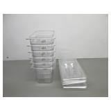 Six New Cambro Food Pans w/Lids, 1/4 x 6"