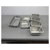 Seven Stainless Steel Pans, Misc. Sizes