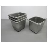 Four Stainless Steel Pans, 1/6 x 6"