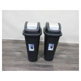 Two Flip Lid Trash Cans