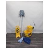 Libman Mop Bucket, Mop and Caution Sign