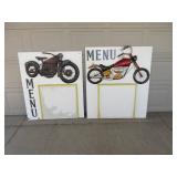Menu Boards w/Metal Motorcycle Art