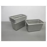 Five New Carlisle Stainless Steel Pans, 1/4 x 6"