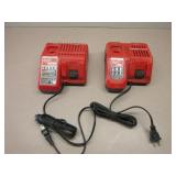 Two Milwaukee Battery Chargers
