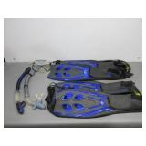 Two Sets Body Glove Snorkel and Fins