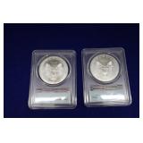 Two MS69 Silver Eagles, 2018 & 2020
