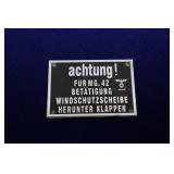 MG 42 (Machine Gun) Metal Tag