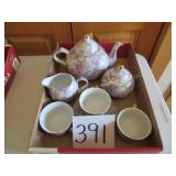Lavendar Teapot, Cream, Sugar & Cups
