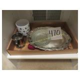Silverplated Tray, Cup, Dish