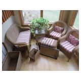 7 pc Wicker Set- Couch, 2 Chairs, Table,