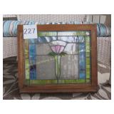 Stained Glass Tulip Framed Window Decor.