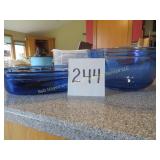 Anchor Hocking Blue Casserole, Bowl & Spoon